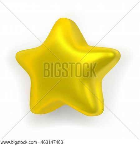 Realistic Shiny Lucky Star Isolated On White Background.