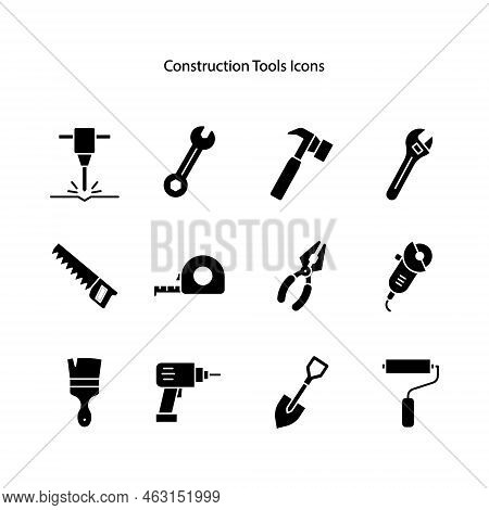 Building And Repair Tools Icons, Construction Tools Kit. Home Remodeling, Carpentry And Masonry Buil