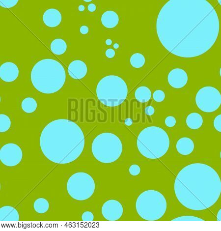 Abstract Seamless Pattern With Colorful Turquoise Different Balls On Applegreen