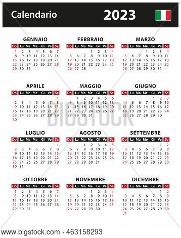 2023 Calendar - Vector Stock Illustration. Italy, Italian Version
