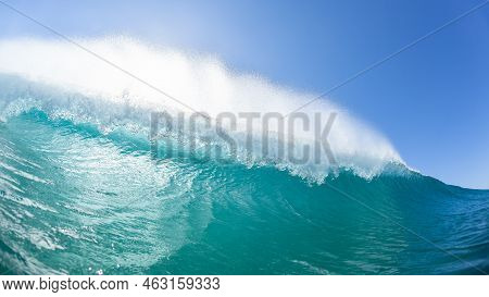 Wave Swimming Water Photo Close-up Sea Blue Tropical Water Spray Backlight  Of Crashing Ocean Power 