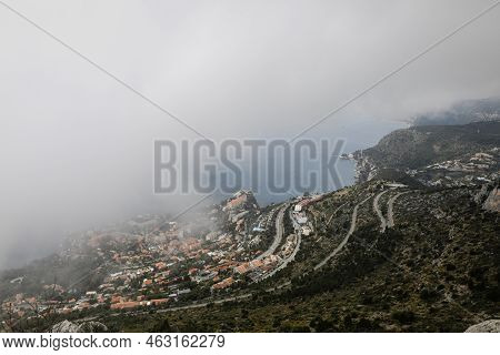 Overview With The Monaco City And Port During A Spring Cloudy Day From Above, From Tete De Chien.