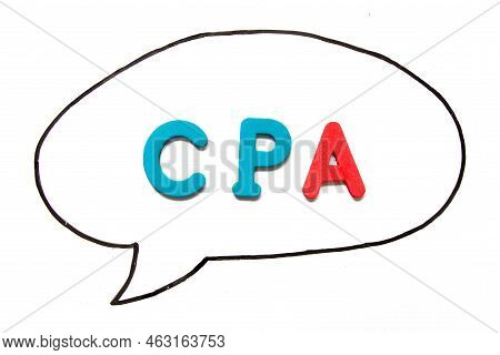 Alphabet Letter With Word Cpa (abbreviation Of Certified Public Accountant) In Black Line Hand Drawi