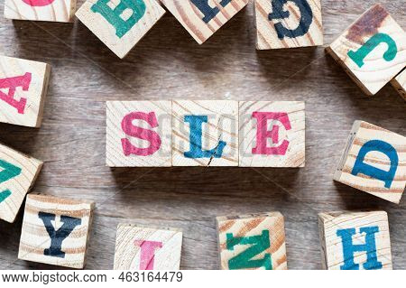 Alphabet Letter Block In Word Sle (abbreviation Of Systemic Lupus Erythematosus) And Another Letter 