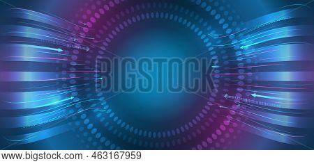 Hi-tech Communication Illustration On A Blue Background. 5g High-speed Information Transmission Tech