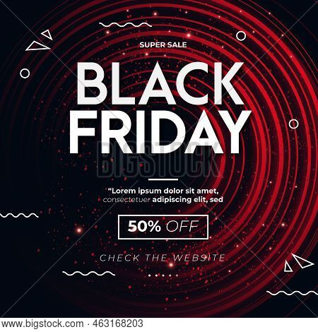 Modern Black Friday Sale Promotion Banner With Abstract Red Circle Vector Design Illustration