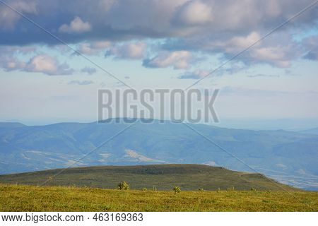 Alpine Meadows Of Runa Mountain. Stunning Countryside Landscape Of Trascarpathia In Evening Light. H