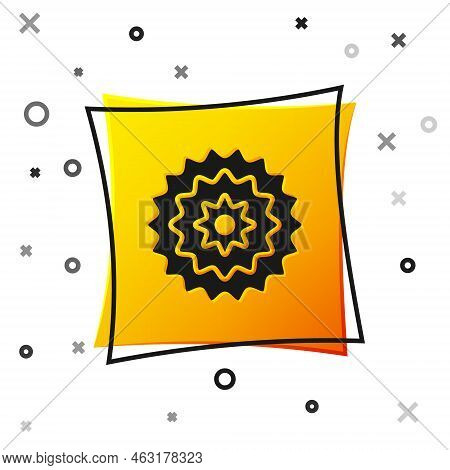 Black Bicycle Cassette Mountain Bike Icon Isolated On White Background. Rear Bicycle Sprocket. Chain