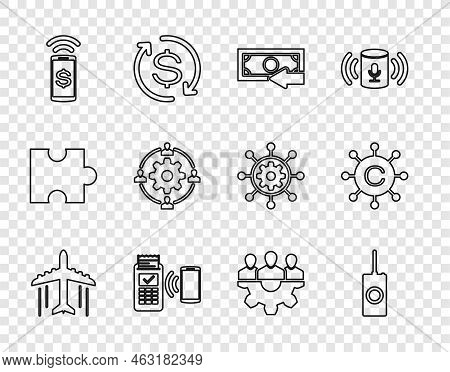 Set Line Plane, Remote Control, Cash Back, Pos Terminal, Contactless Payment, Outsourcing Concept, P