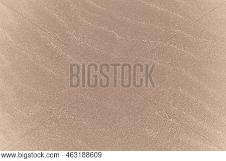 Soft And Imperceptible Wavy Lines In The Sand Due To The Wind. Beach Ripples.