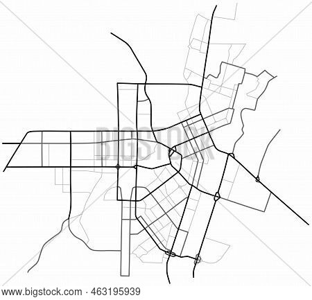 Nur-sultan (astana, Kazakhstan) City With Highways, Major And Minor Roads, Town Footprint Plan. City