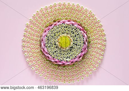Pink Lotus Petal Krathong For Thailand Loy Krathong Festival Decorates With Its Pollen And Crown Flo