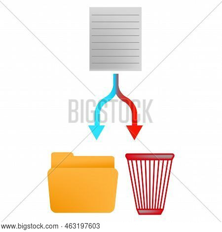 Flat Document Recycle Bin Folder. Sign Online Document. Computer Interface. Vector Illustration. Sto