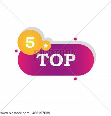 Top 5, Great Design For Any Purposes. White Design. Business Concept. Vector Illustration. Stock Ima