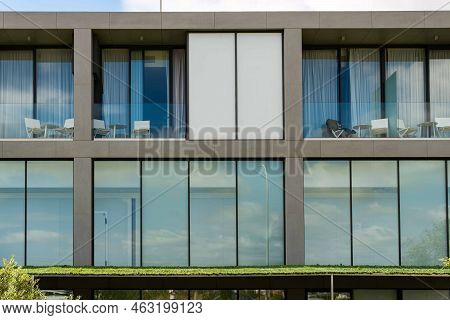 Manacor, Spain; February 24 2022: Main Facade Of The Rafa Nadal Museum Xperience Building, In The Ma