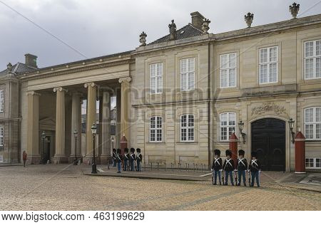 Copenhagen, Denmark. October 2022. The Change Of Guard In Front Of The Christian Vii's Palace (moltk