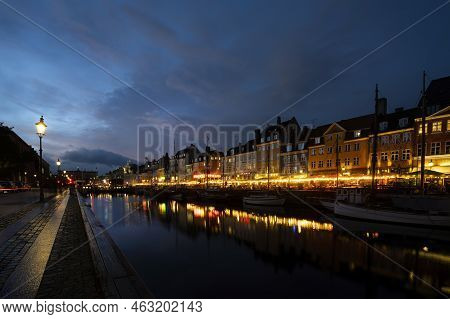 Copenhagen, Denmark. October 2022.  The Colorful Houses Of The 17th And 18th Centuries On The Nyhavn