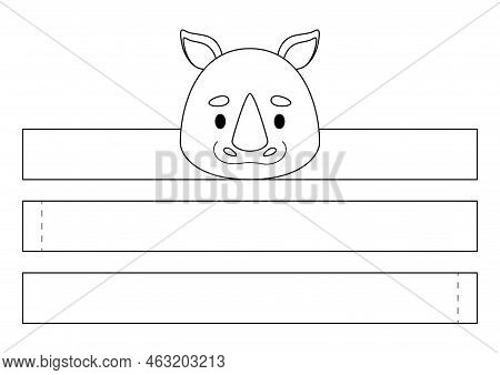 Printable Rhino Paper Crown. Diy Cut Party Ribbon Template For Birthday, Christmas, Baby Shower. Fun