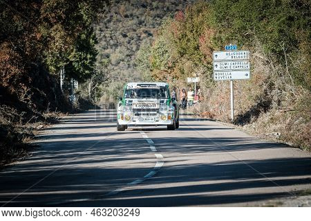 Novella, Corsica, France - 7th October 2022: Gilles Suzanne And David Suzanne Compete In Their Renau