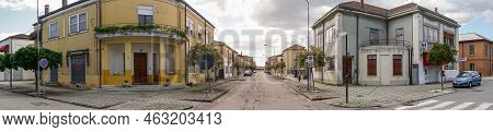 Tresigallo,italy-may 2, 2021:strolling In  The Metaphysical City Of Tresigallo During A Cloudy Day