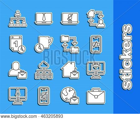 Set Line Briefcase, Online Working, Video Camera Off On Mobile, Mute Microphone Laptop, Time Managem