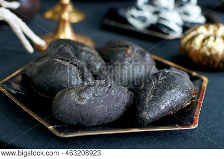 Black Meat Pie. Dishes For Halloween. Kibinai, Kybyn, Or Kibin- A Meat Pie, A National Dish Of The L
