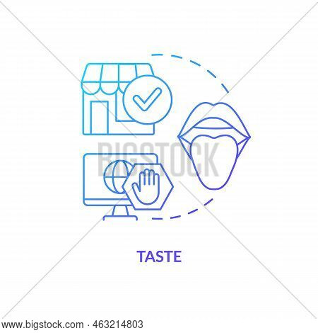 Taste Blue Gradient Concept Icon. Sensory Marketing Sense Abstract Idea Thin Line Illustration. Food