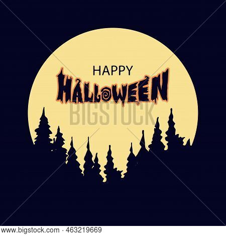 Happy Halloween. Vector Halloween. Illustration For Banner Poster Design. Dark  Blue Letters On The 
