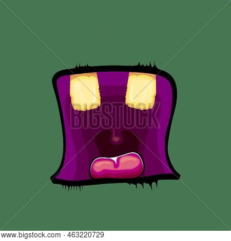Vector Cartoon Funny Zombie Monster Open Mouth With Rotten Teeth Isolated On Green Background. Vecto