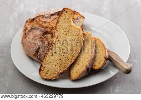 Cornbread Is Bread Containing Cornmeal, Corn Flour. Portuguese Corn Bread Broa.