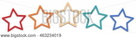 Abstract star icon set 1970s 1960s and 1950s in retro color style. Vector illustration on white isolated background.