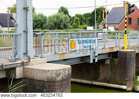 Veurne, West Flanders Region - Belgium - 07 18 2021 The Kortewildebrug At The Canal
