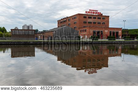 Ename, East Flanders Region -  Belgium - 07 11 2021 The Facade Of The Liefmans Brewerey In The River