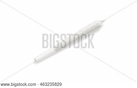 Blank White Weed Joint Tube Mockup, Side View, 3d Rendering. Empty Pre-roll Cigarette With Herb Drug