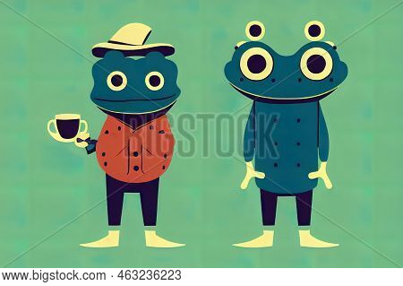 A Hipster Froglet, Isolated 2d Illustration. Cool Anthropomorphic Frog