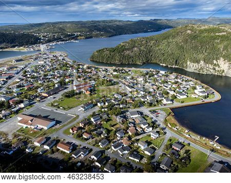 Placentia Newfoundland Canada, September 19 2022: Aerial Newfoundland Town And Popular Landmarks Wit