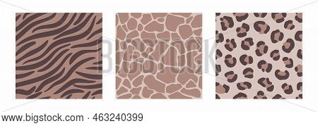 Set Of Vector Seamless Patterns Of Decorative Animal Prints. Abstract Stripes And Spots Similar To T