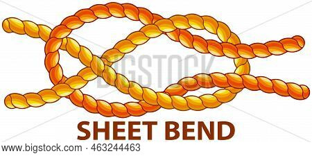 Yellow Nautical Rope Knot, Interweaving Of Ropes, Cables, Tapes Or Other Flexible Linear Materials. 