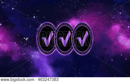 Vertcoin-vtc Virtual Currency Logo. 3d Illustrations. Coin Logo.