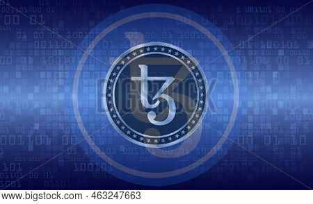 Tezos-xtz Virtual Currency Images. 3d Illustration. Coin Logo.