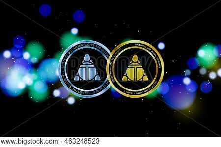 Images Of Alien Worlds-tlm Virtual Currency. Digital Coins. 3d Illustrations.