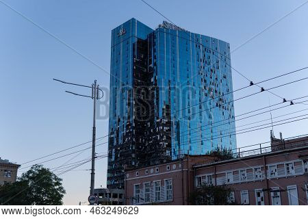 Kyiv, Ukraine - 10.10.2022. Russia's Military Aggression Against Ukraine. Business Center 101 Tower 