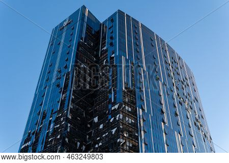 Kyiv, Ukraine - 10.10.2022. Russia's Military Aggression Against Ukraine. Business Center 101 Tower 