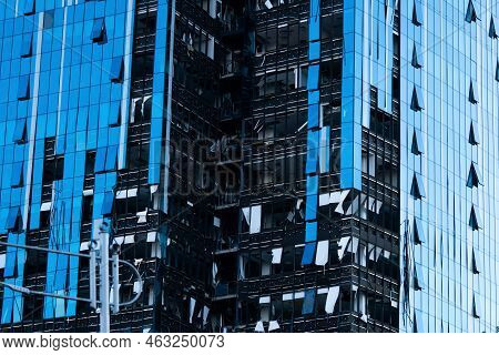 Kyiv, Ukraine - 10.10.2022. Russia's Military Aggression Against Ukraine. Business Center 101 Tower 