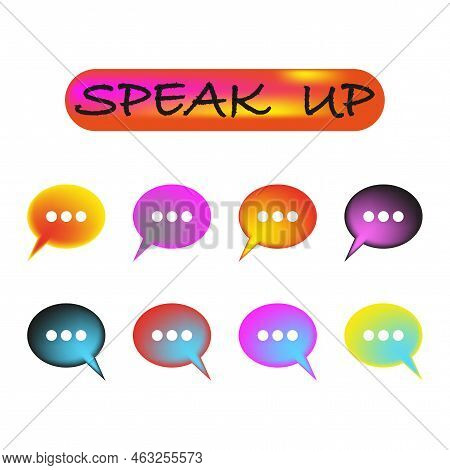 Abstract Colored Message Icons. Text Message. Colorful Retro Cartoon Label Shape Set. Cloud Icon. Ve