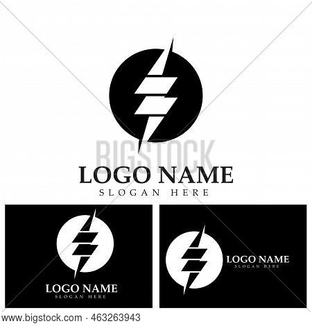 Thunder And Bolt Lighting Flash Icons Set. Flat Style On Dark Background. Vector - Vector
