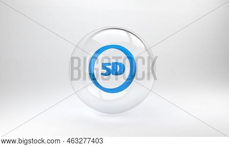 Blue 5d Virtual Reality Icon Isolated On Grey Background. Large Three-dimensional Logo. Glass Circle