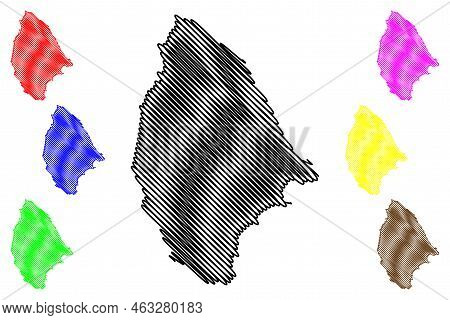 La Digue Island (republic Of Seychelles, Indian Ocean) Map Vector Illustration, Scribble Sketch La D