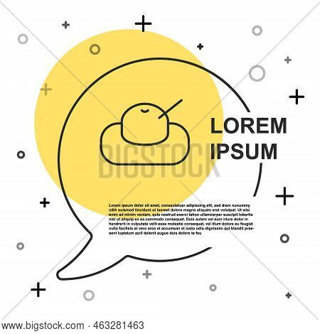 Black Line Mochi Icon Isolated On White Background. Japanese Traditional Weet Soft Dessert. Ball Of 