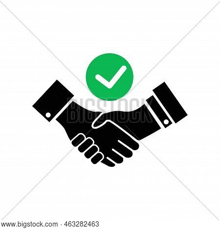 Commitment With Black Handshake Or Shakehand Icon. Flat Simple Style Trend Modern Big Success Logoty